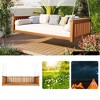 VisioGear Patio Twin Size Garden Swing Bed, Wood Porch Swing with Ropes for Backyard, Teak, 79.1"*41.3"*21.1" - 4 of 4