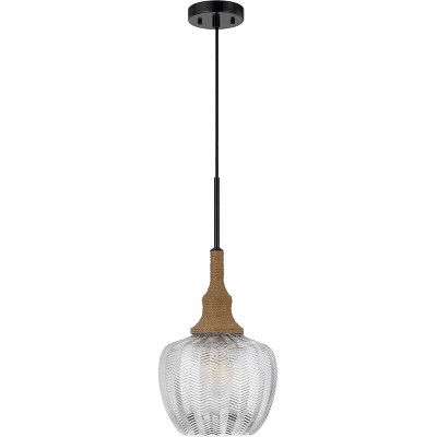 Cal Monroe 60W Glass Pendant Light with Burlap Roped Font