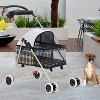 FDW 4 Wheels Pet Stroller Cat Dog Stroller Portable Folding Travel Carrier Strolling Cart Waterproof With Storage Basket Mesh Windows - 2 of 4