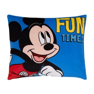 Disney Mickey Mouse Funhouse Crew Blue, Red, Black, and Yellow "Fun Times" Super Soft Toddler Pillow - 1 of 4