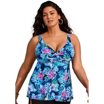 Swimsuits for All Women's Plus Size Bra Sized Sweetheart Underwire Tankini Top