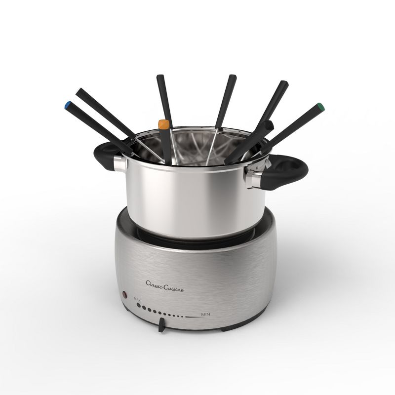 Stainless Steel Fondue Pot Set- Melting Pot Cooker and Warmer for Cheese, Chocolate and More- Kit Includes 8 Forks By Hastings Home -Dishwasher Safe, 4 of 9