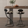 Sapphtopaz Modern Velvet Bar Stools Set of 2 with Backrest Upholstered Elegant Round Barstool with S-Shape Metal Frame for Kitchen Island - 3 of 4