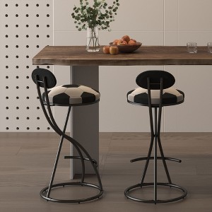 Kumasinova Set of 2 Football Print Bar Stools,28" Counter Height Swivel Chairs with S-Shaped Metal Frame,Round Dining Stool for Kitchen,Bar - 1 of 4