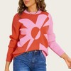 Anna-Kaci Women's Bold Graphic Floral Pattern Knit Sweater with Soft Crew Neckline and Relaxed Long Sleeve Pullover Fit - 4 of 4