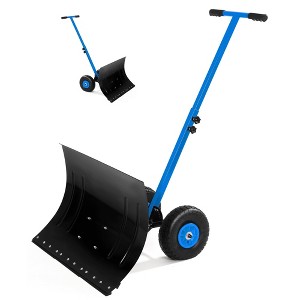 3-Size Wheeled Snow Shovel with Adjustable Angle & Handle, 29.1" Heavy-Duty Snow Pusher for Driveway, Ergonomic Wheels for Easy Snow Removal - 1 of 4