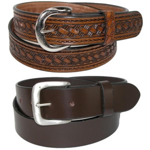 CTM Men's Leather Removable Buckle Belts (Pack of 2) - 1 of 4