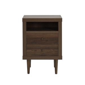 Christopher Knight Home Nystrom Mid Century Modern 2 Drawer Nightstand Walnut - 1 of 4