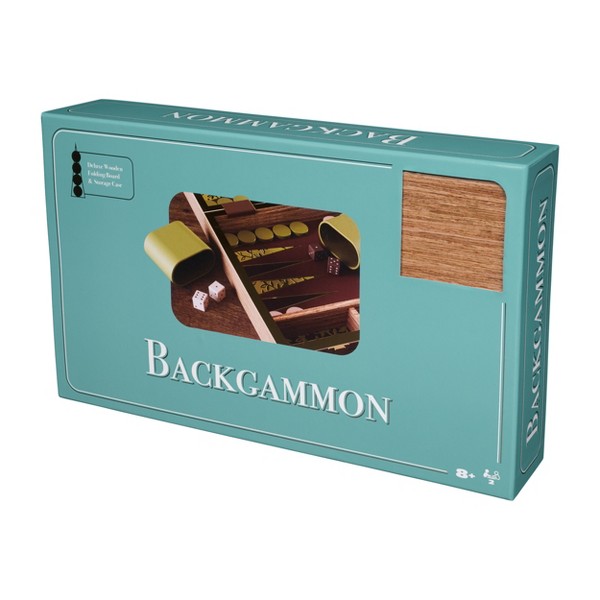 Spin Master Games Backgammon set clásico con tablero de madera plegable, 30 piezas y cubiletes 7
