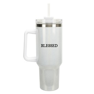 100 North Blessed Have Faith In Him Wrap-Around 40 Oz. Stainless Steel Water Bottle Coffee Mug, Spill & Leak Resistant, Travel Tumbler with Handle, - 1 of 4