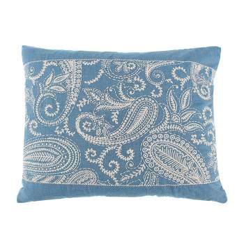 Khotan Red Embroidered Blue Pillow - Levtex Home
