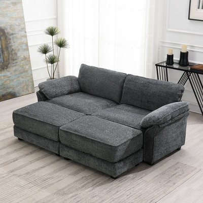 NicBex Couches for Living Room Free Combination Modular Convertible Sectional Sofa Bed Set Deep-Seat Loveseat Sofa with Ottoman