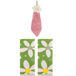 REGALWOVEN 3 Pcs Soft Absorbent Floral Pattern Bathroom Hand Towels - 1 of 4
