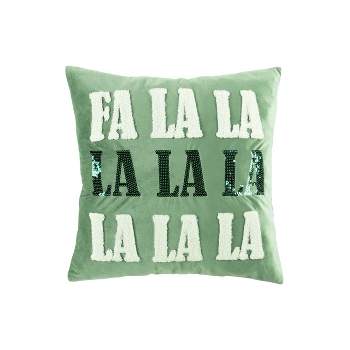 20"x20" Oversize 'Fa La La La Square' Throw Pillow Frosty Green - Lush Décor