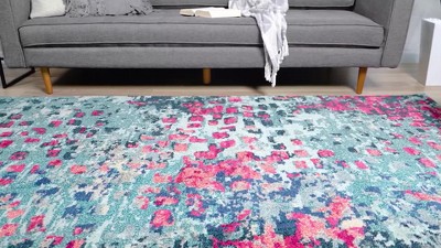 Colorful Abstract Octagon Synthetic Indoor Rug