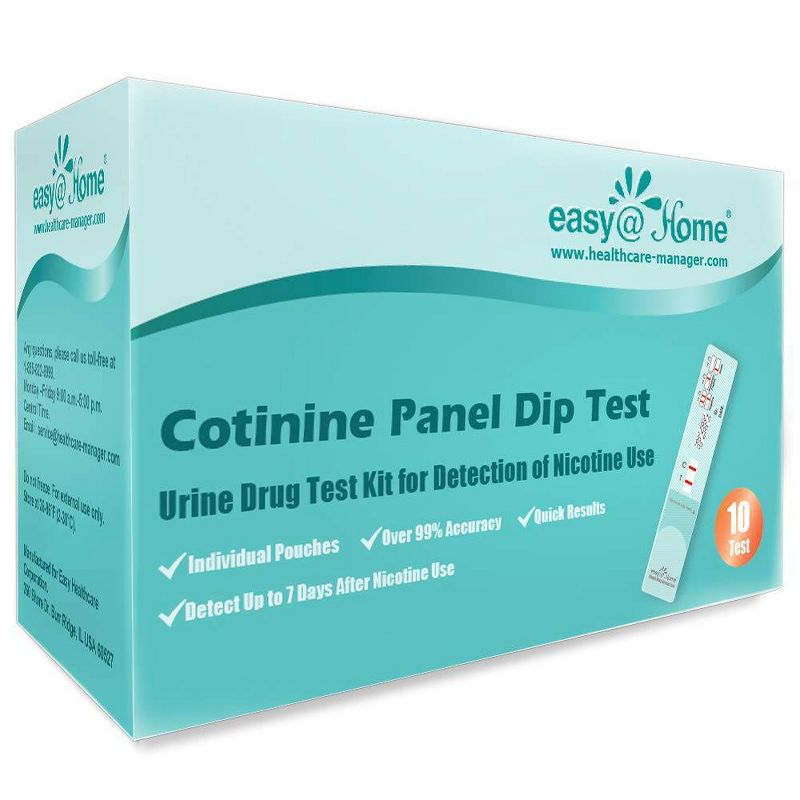 easy@Home Nicotine Cotinine Urine Panel Test Strips Kit - 10ct, 1 of 10