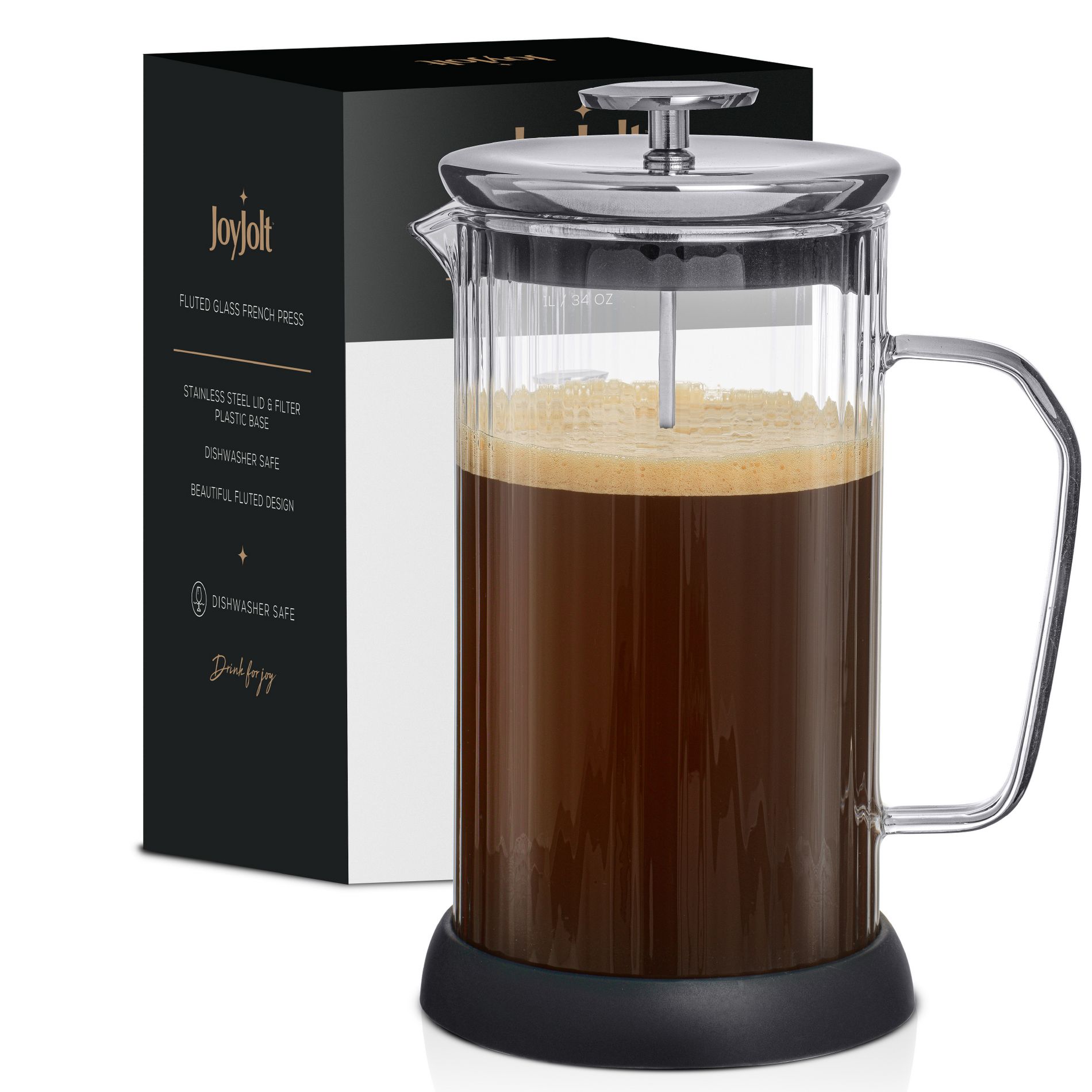 Glass Fluted French Press - 33 oz