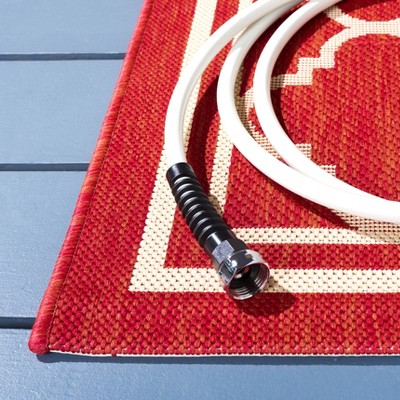 Resort-Style Red Square Indoor/Outdoor Easy-Care Rug - 59"