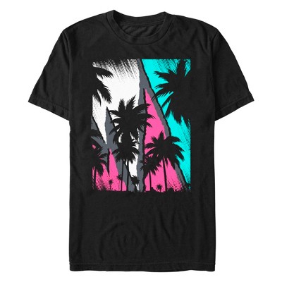 Men's Lost Gods Retro Palm Tree Poster  T-Shirt - Black - 3X Large