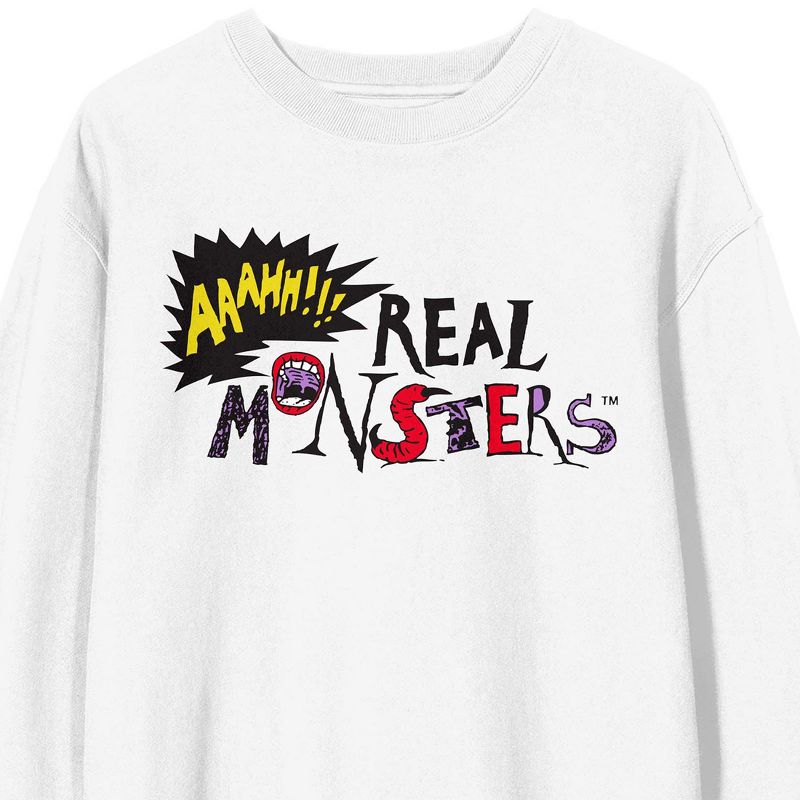Aaahh!!! Real Monsters Classic Logo Juniors White Long Sleeve Sweatshirt, 2 of 4