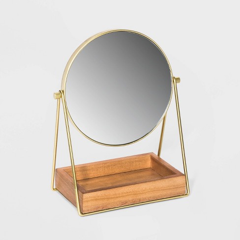 Vanity Mirror With Wooden Tray Jewelry Storage Organizer A New Day Gold Target