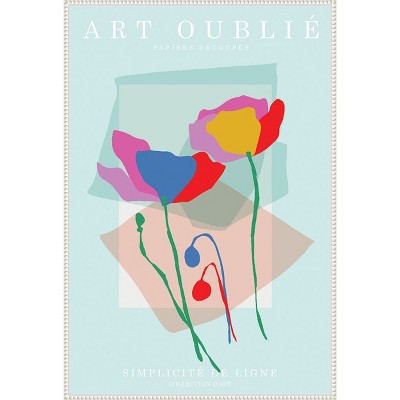 Beaded White Framed Abstract Floral Canvas Wall Art