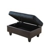 DOMETOUR Lint & PVC Living Room Storage Ottoman - Elegant Upholstered Seat with Hidden Compartment Dark Blue+Brown - 4 of 4