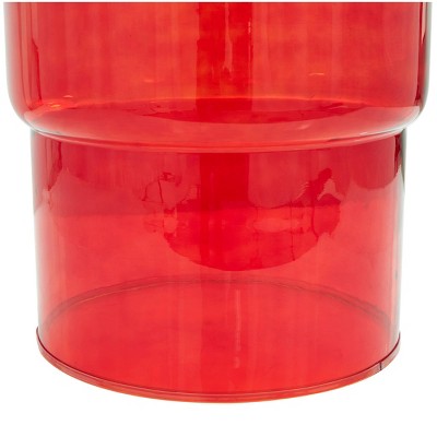 Cherry Red Round Glass Drum End Table