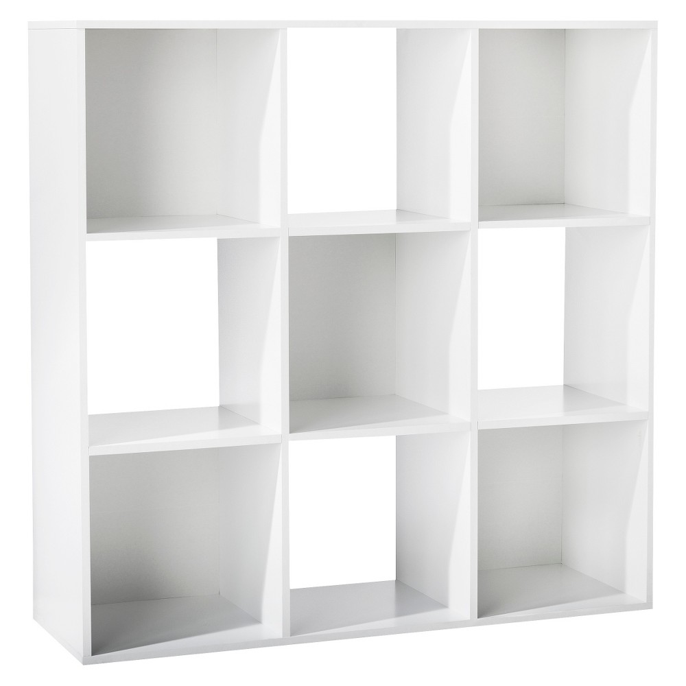 11" 9 Cube Organizer Shelf White - Room Essentials™: Modern Bookshelf, Particle Board Frame, Enclosed/Open Cubbies