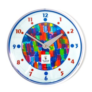 12.75" x 1.5" Watercolor Paints Children's Decorative Wall Clock White Frame - By Chicago Lighthouse: Modern Round Analog Display - 1 of 3