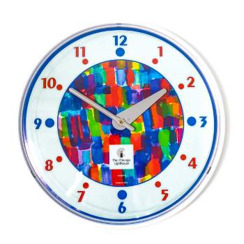 12.75" x 1.5" Watercolor Paints Children's Decorative Wall Clock White Frame - By Chicago Lighthouse