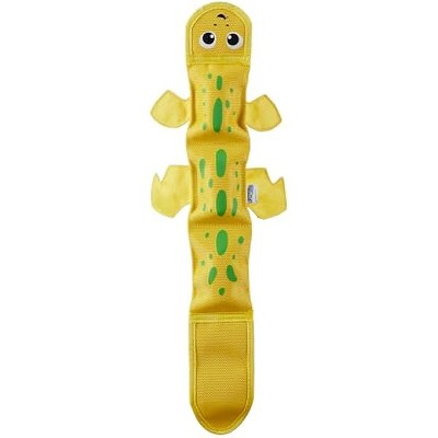 Outward Hound Fire Biterz Yellow Lizard Plush Firehose Material Interactive Dog Toy, Large