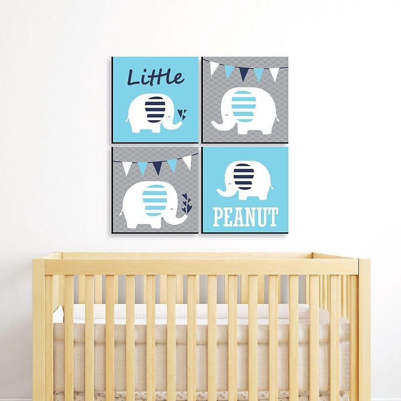Big Dot of Happiness Blue Baby Elephant - Kids Room, Nursery Decor and Home Decor - 11 x 11 inches Nursery Wall Art - Set of 4 Prints for baby's room, 2 of 8