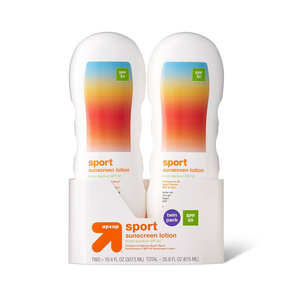 Up & Up Sport Sunscreen Lotion Twin Pack - SPF 50 - 20.8 fl. oz. total (BB 02/26)