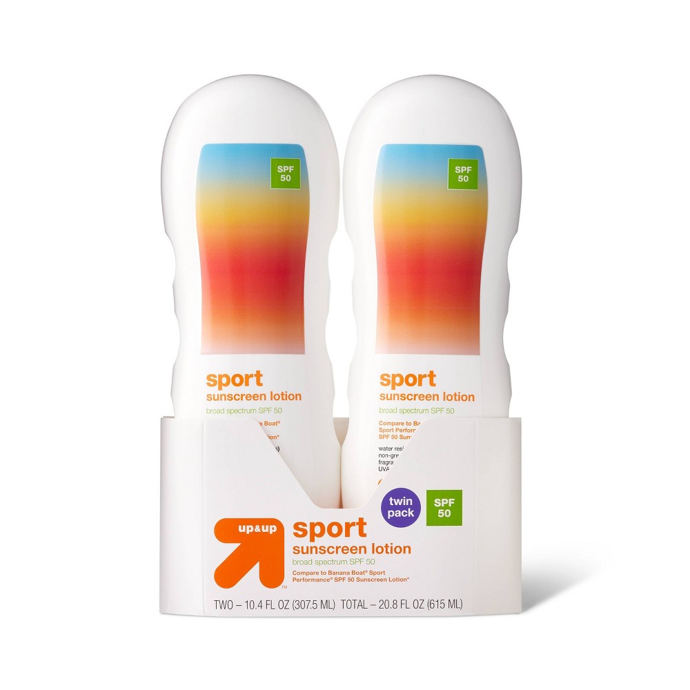 ( best by 02/2026) Up & Up Sport Sunscreen Lotion Twin Pack - SPF 50 - 20.8 fl. oz. total