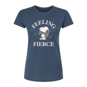 Women's - Peanuts - Feeling Fierce Snoopy Fitted Graphic T-Shirt - 1 of 4