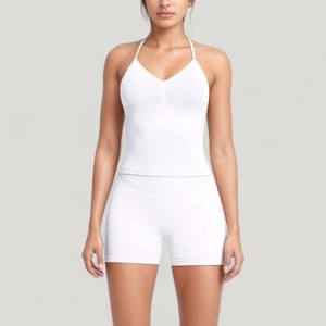 Anna-Kaci Active Women's Seamless Active Set with Halter Neck Top and Fitted Shorts - 1 of 4
