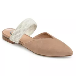 Journee Collection Womens Roxeene Slip On Pointed Toe Mules Flats, Taupe 11