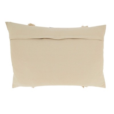 Beige and Black Cotton Rectangular Throw Pillow with Removable Cover