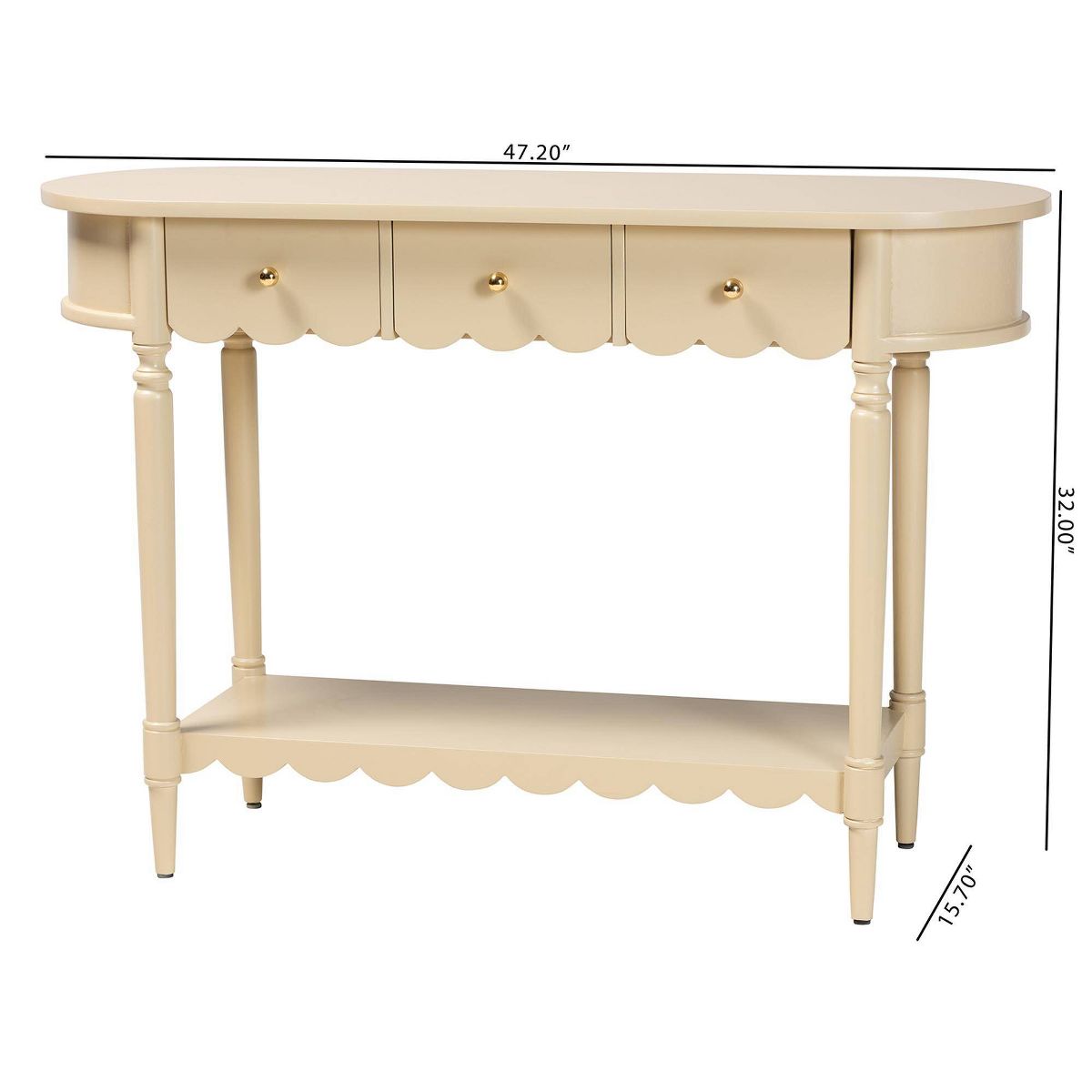 bali & pari Liba Console Table 3-Drawer Accent Table with Open Shelf Storage Beige - thumbnail 10