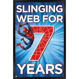 Trends International Marvel Spider-Man - Happy 7th Birthday Framed Wall Poster Prints - 1 of 4