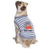 Parisian Pet 'Crabby But Cute Tee' Embroidered Dog Shirt - Trendy Pet Apparel for Dogs & Cats, Gray and White Stripest - 3 of 4
