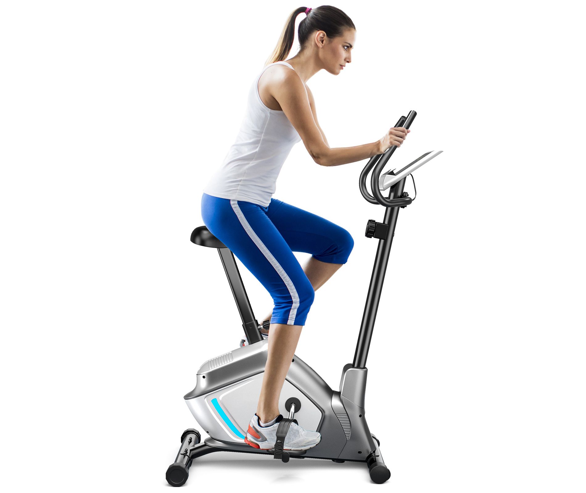 Costway 2-in-1 Exercise Bike Adjustable Magnetic Stationary Bike w/ LCD Screen 8 Magnetic Resistances