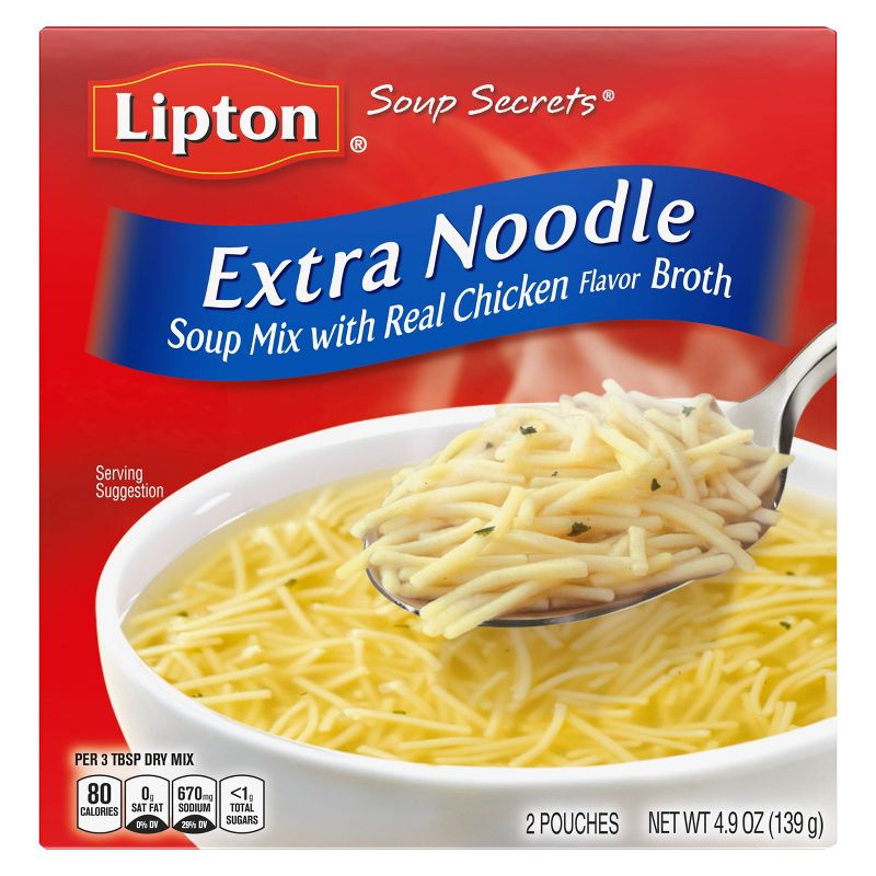 Lipton Soup Secrets Extra Noodle Soup Mix - 4.9oz/2pk, 3 of 8