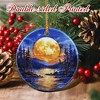 Christmas Ornaments, 2.9 Inch Ceramic Hanging Ornament, Christmas Tree Ornaments, Xmas Decorations - Full Moon Over Forest Lake - 3 of 4