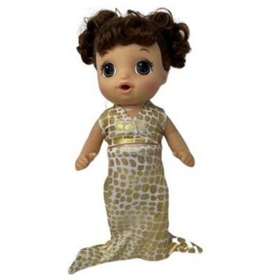 Doll Clothes Superstore Gold Print Mermaid Outfit Compatible With 14 Inch Baby Alive And Little Baby Dolls