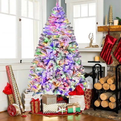 6ft Snow Flocked Pine Christmas Tree with Lights