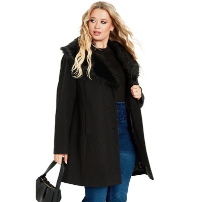 Avenue Women's Plus Size Elle Faux Wool Coat