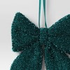 6.5" Christmas Tinsel Bow Ornament Dark Green - Wondershop™ - 3 of 3