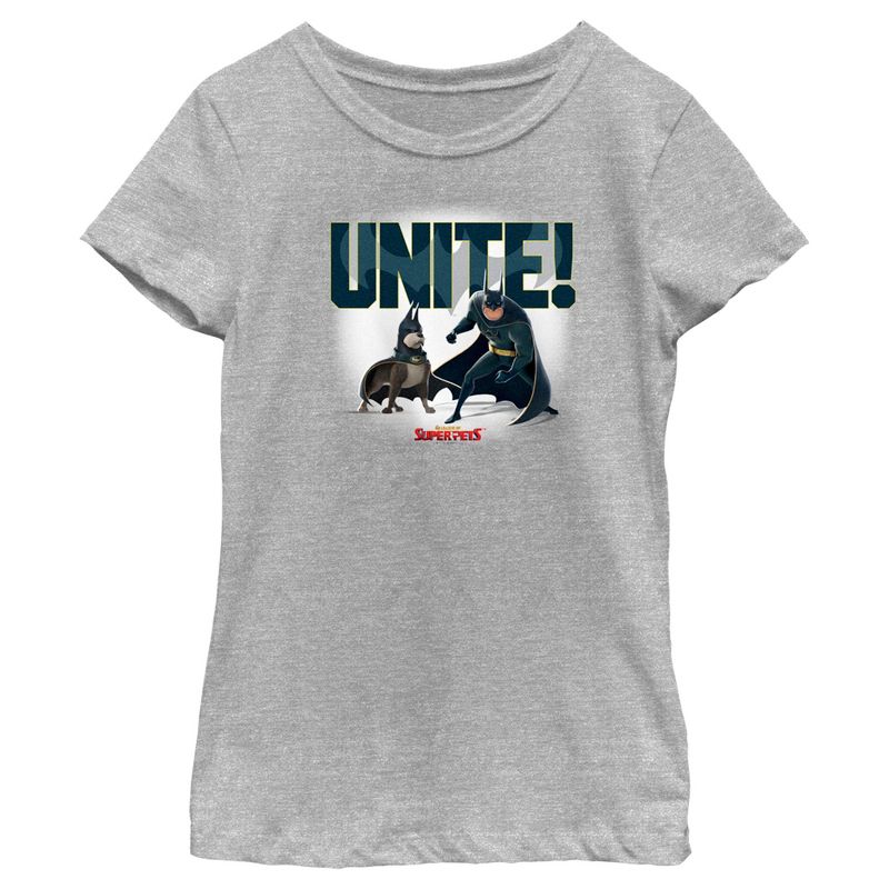 Girl's DC League of Super-Pets Batman and Ace Unite T-Shirt, 1 of 6